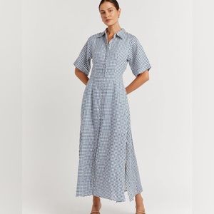 DISSH Gaia Cobalt Geo Shirt Midi Dress